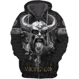 Skull Viking Tattoo Style 3D All Over Printed Warrior Raven Nordic Tattoo Tshirt Viking Gifts for Men/Women