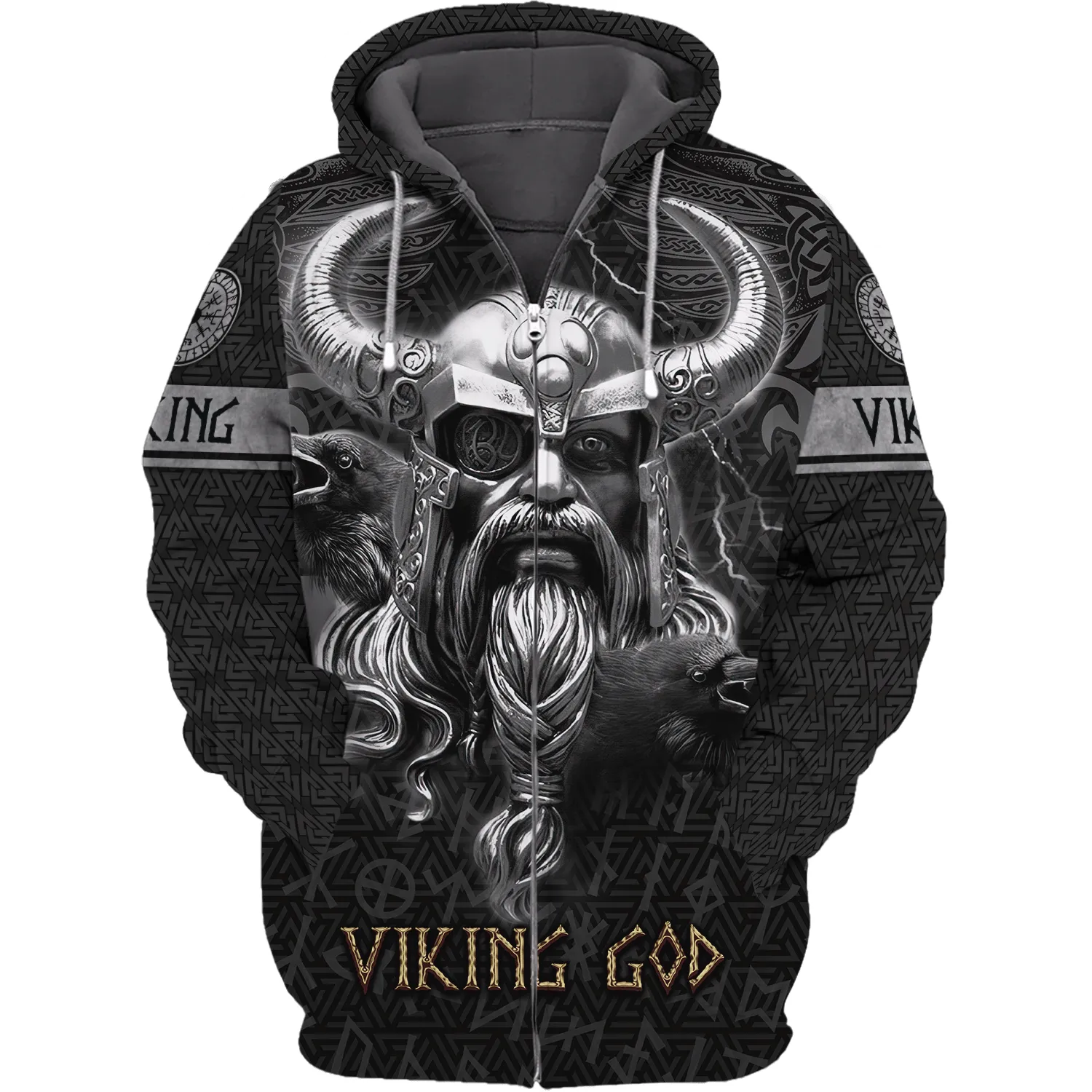 Skull Viking Tattoo Style 3D All Over Printed Warrior Raven Nordic Tattoo Tshirt Viking Gifts for Men/Women