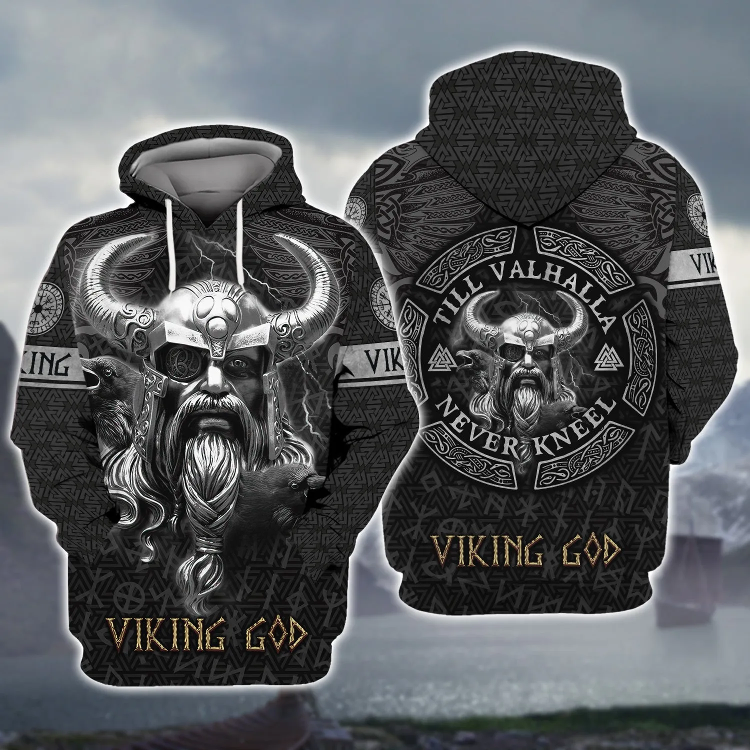 Skull Viking Tattoo Style 3D All Over Printed Warrior Raven Nordic Tattoo Tshirt Viking Gifts for Men/Women