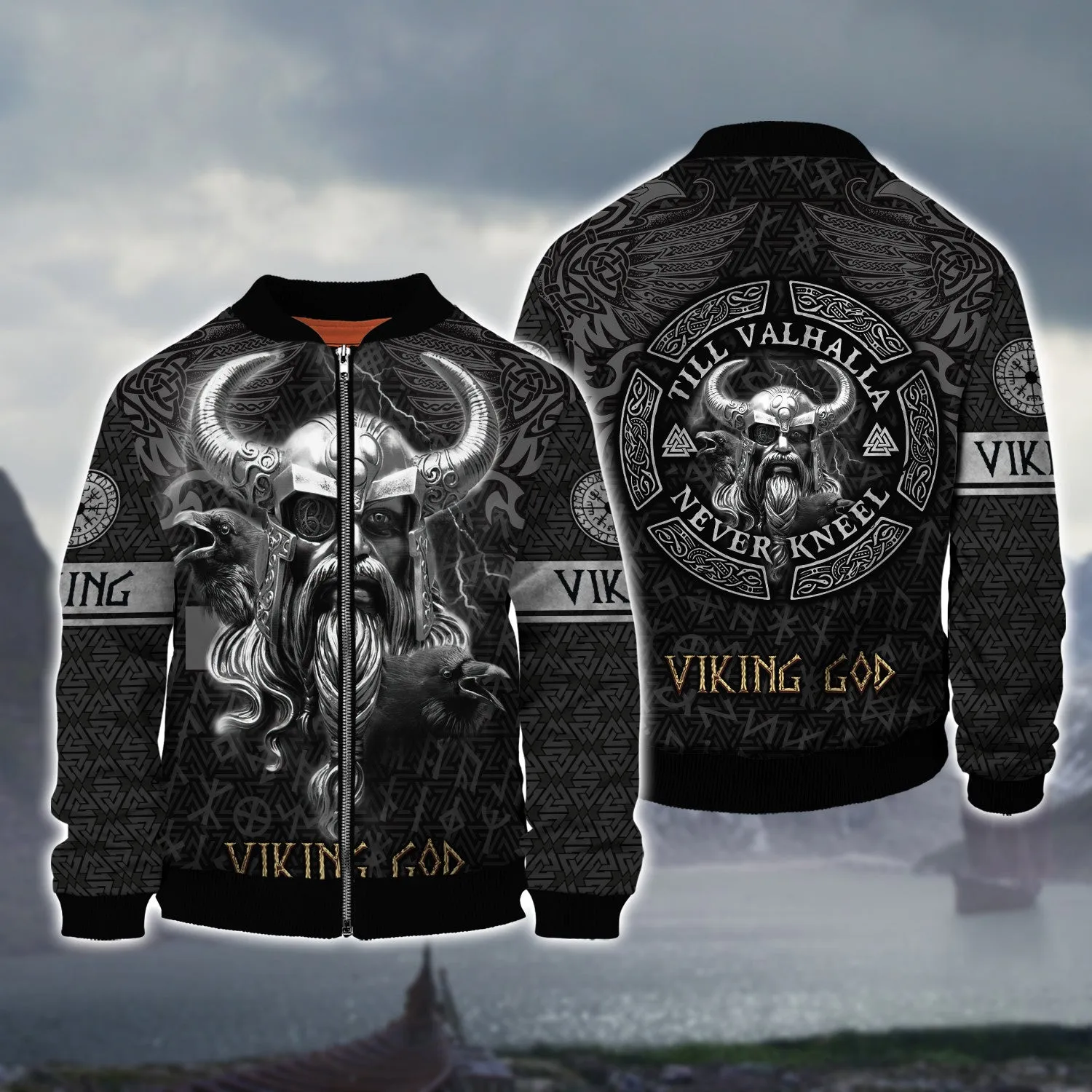 Skull Viking Tattoo Style 3D All Over Printed Warrior Raven Nordic Tattoo Tshirt Viking Gifts for Men/Women