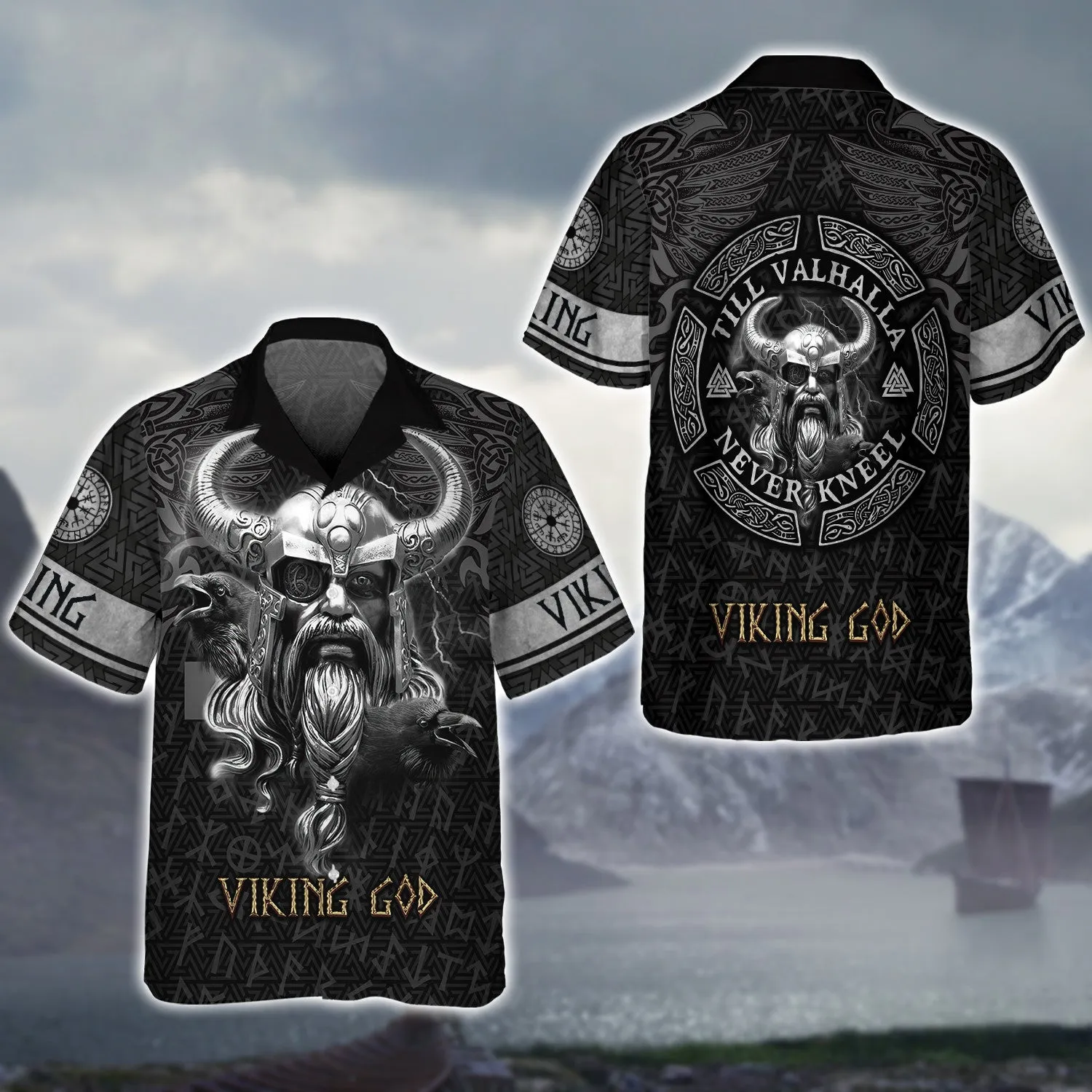 Skull Viking Tattoo Style 3D All Over Printed Warrior Raven Nordic Tattoo Tshirt Viking Gifts for Men/Women
