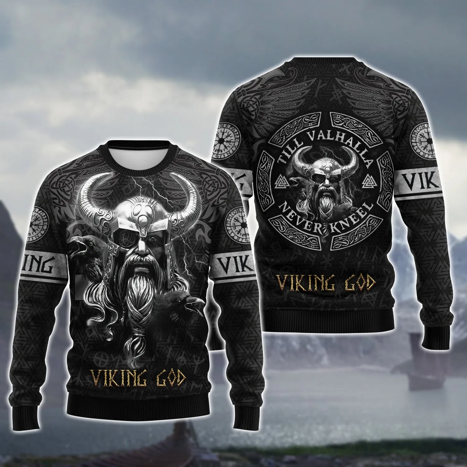 Skull Viking Tattoo Style 3D All Over Printed Warrior Raven Nordic Tattoo Tshirt Viking Gifts for Men/Women
