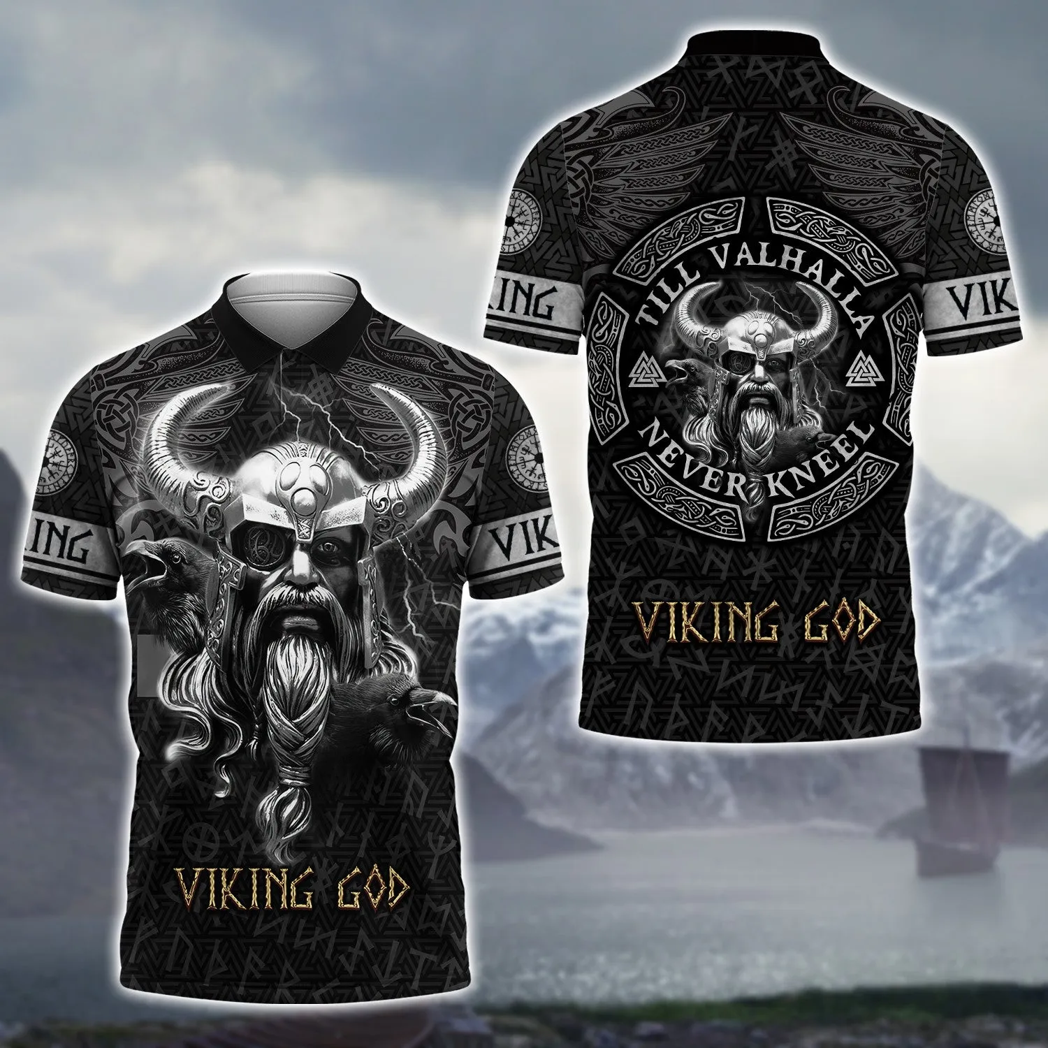Skull Viking Tattoo Style 3D All Over Printed Warrior Raven Nordic Tattoo Tshirt Viking Gifts for Men/Women