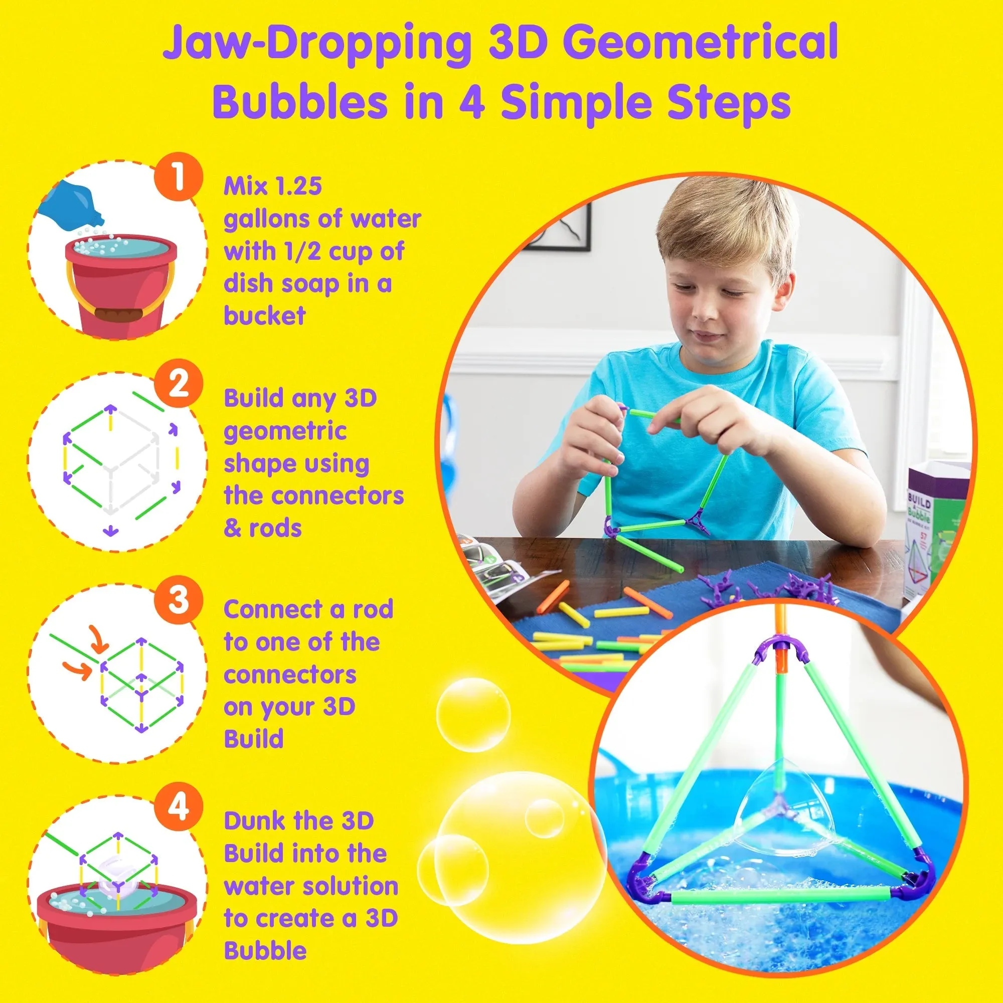 South Beach Bubbles Build-A-Bubble 3D Bubble Maker Kit for Kids 6 & Up