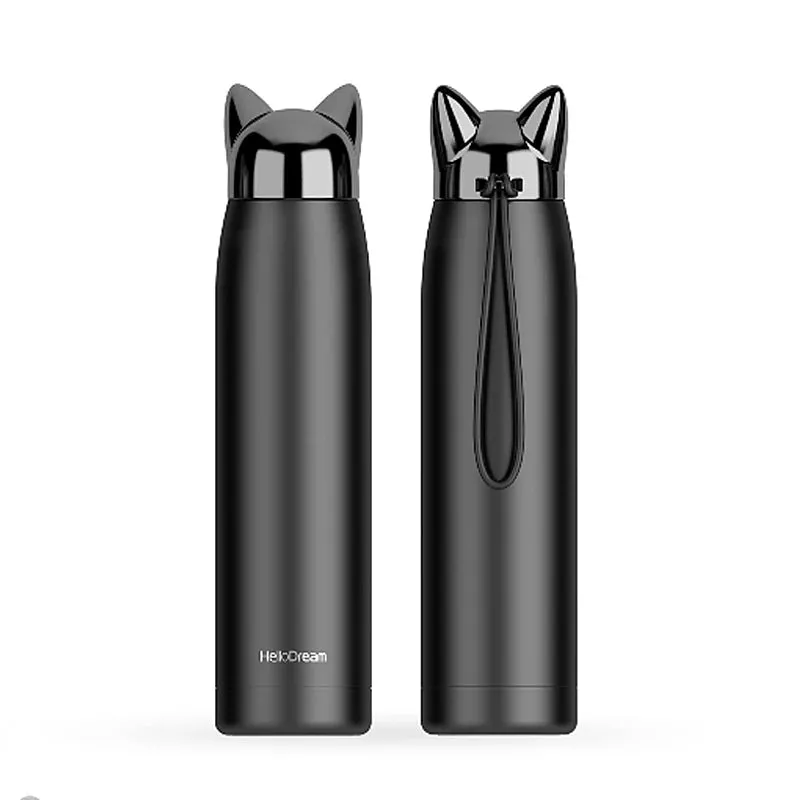 Stainless Steel Thermos with Cat Ears Design Thermocup Insulated Tumbler Vacuum Flask Thermos Coffee Mug Travel Bottle