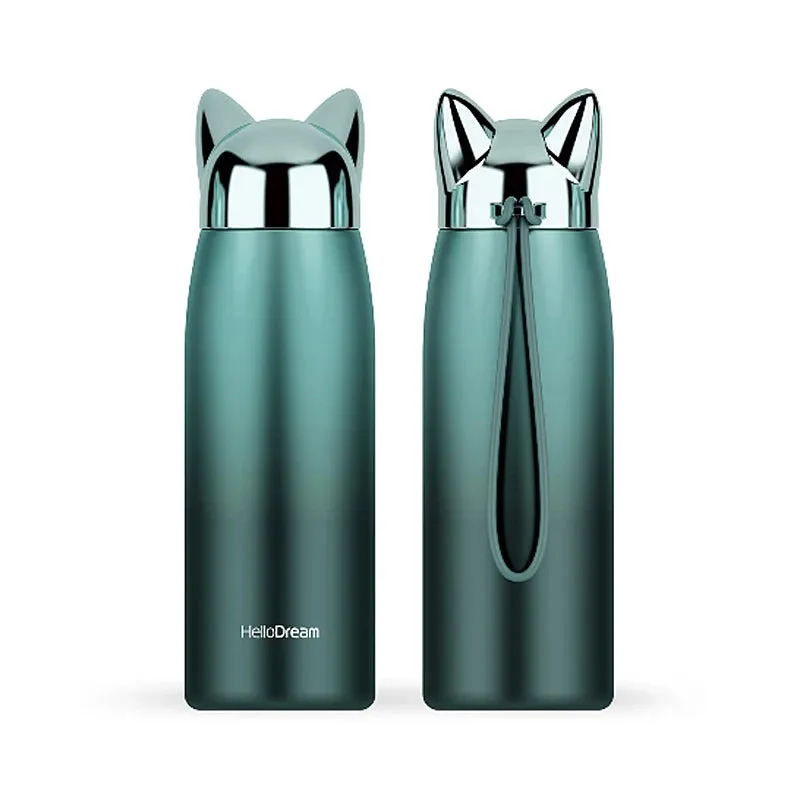 Stainless Steel Thermos with Cat Ears Design Thermocup Insulated Tumbler Vacuum Flask Thermos Coffee Mug Travel Bottle