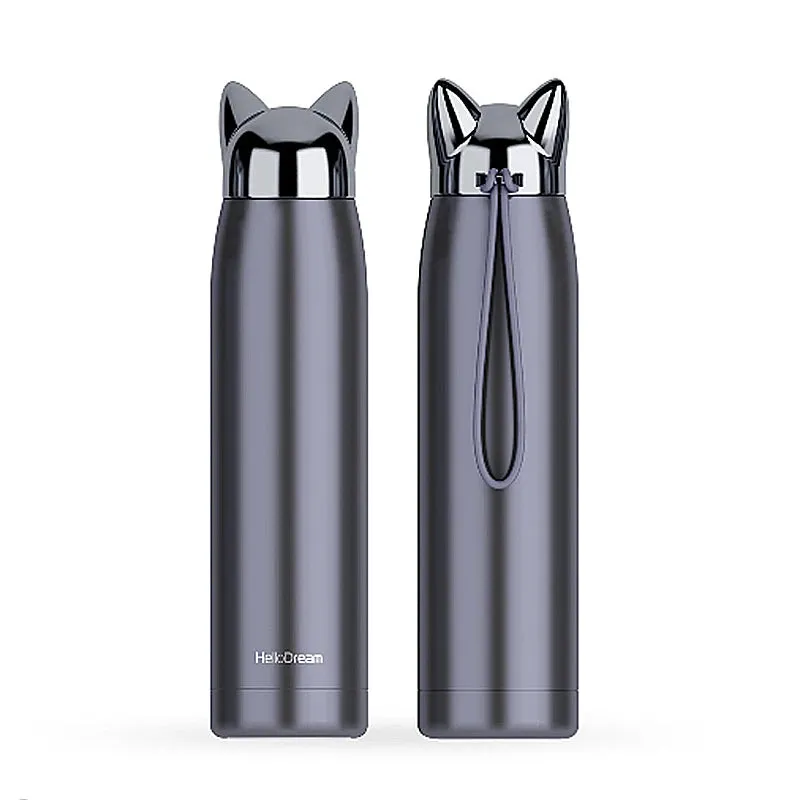 Stainless Steel Thermos with Cat Ears Design Thermocup Insulated Tumbler Vacuum Flask Thermos Coffee Mug Travel Bottle