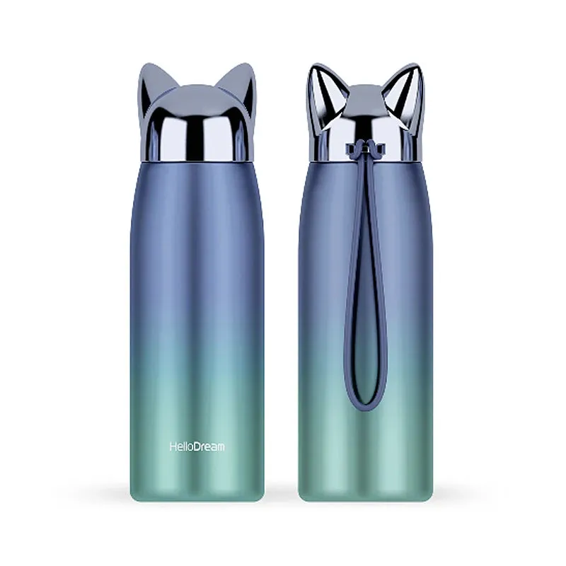 Stainless Steel Thermos with Cat Ears Design Thermocup Insulated Tumbler Vacuum Flask Thermos Coffee Mug Travel Bottle