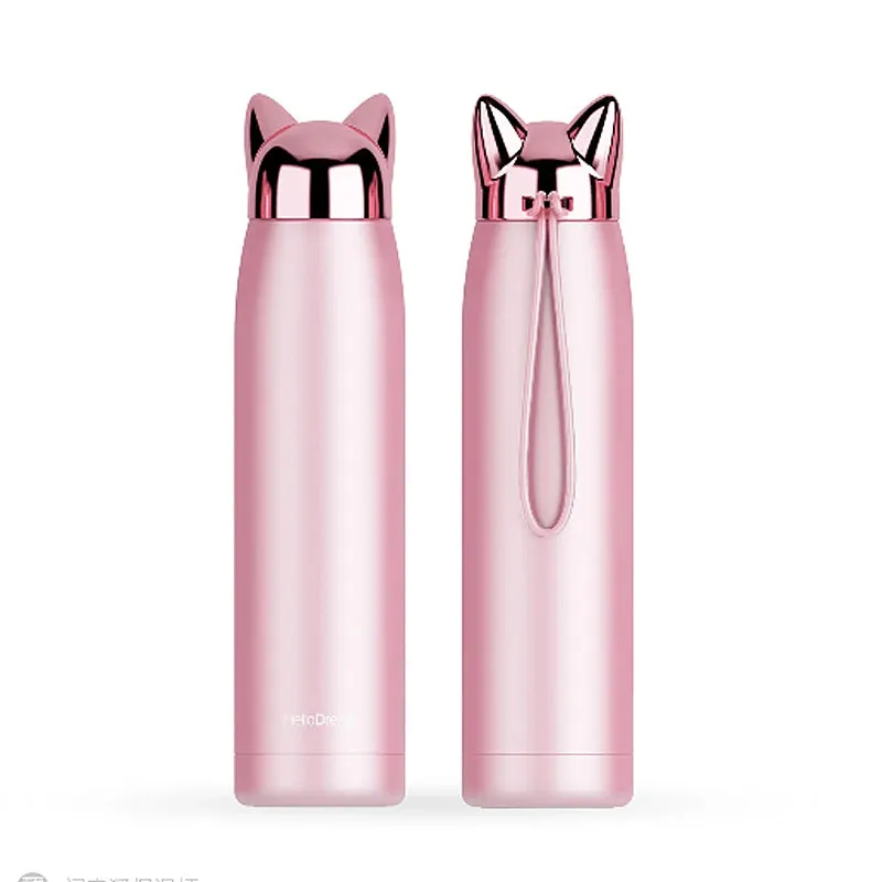 Stainless Steel Thermos with Cat Ears Design Thermocup Insulated Tumbler Vacuum Flask Thermos Coffee Mug Travel Bottle