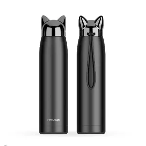 Stainless Steel Thermos with Cat Ears Design Thermocup Insulated Tumbler Vacuum Flask Thermos Coffee Mug Travel Bottle