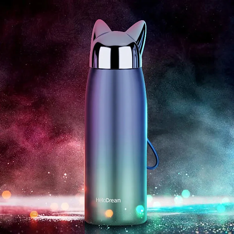 Stainless Steel Thermos with Cat Ears Design Thermocup Insulated Tumbler Vacuum Flask Thermos Coffee Mug Travel Bottle