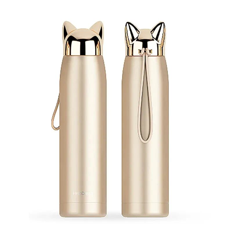 Stainless Steel Thermos with Cat Ears Design Thermocup Insulated Tumbler Vacuum Flask Thermos Coffee Mug Travel Bottle