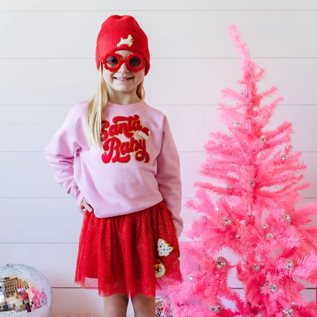 Sweet Wink Santa Baby Patch Sweatshirt - Pink