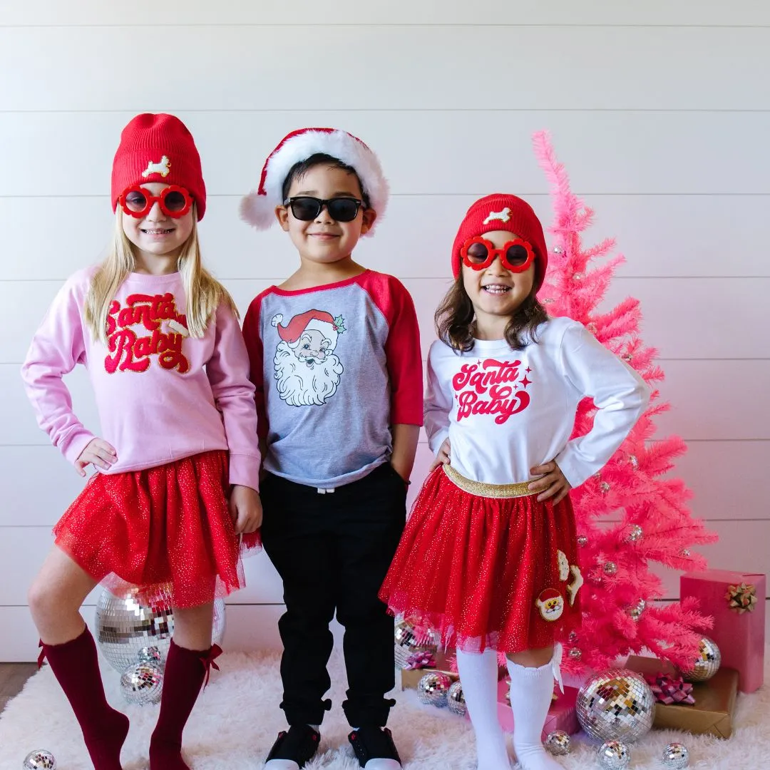 Sweet Wink Santa Baby Patch Sweatshirt - Pink