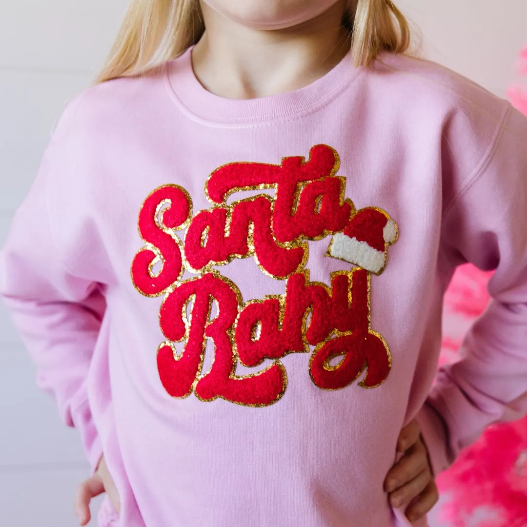 Sweet Wink Santa Baby Patch Sweatshirt - Pink