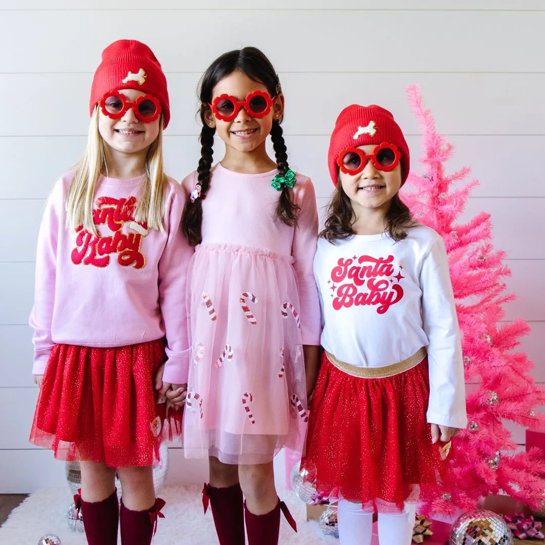 Sweet Wink Santa Baby Patch Sweatshirt - Pink