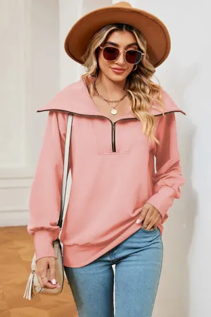 Tezza Half Zip Lantern Sleeve Sweatshirt