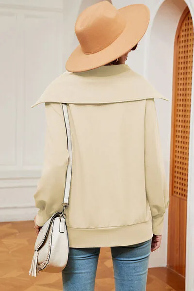 Tezza Half Zip Lantern Sleeve Sweatshirt