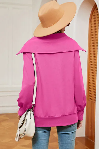 Tezza Half Zip Lantern Sleeve Sweatshirt
