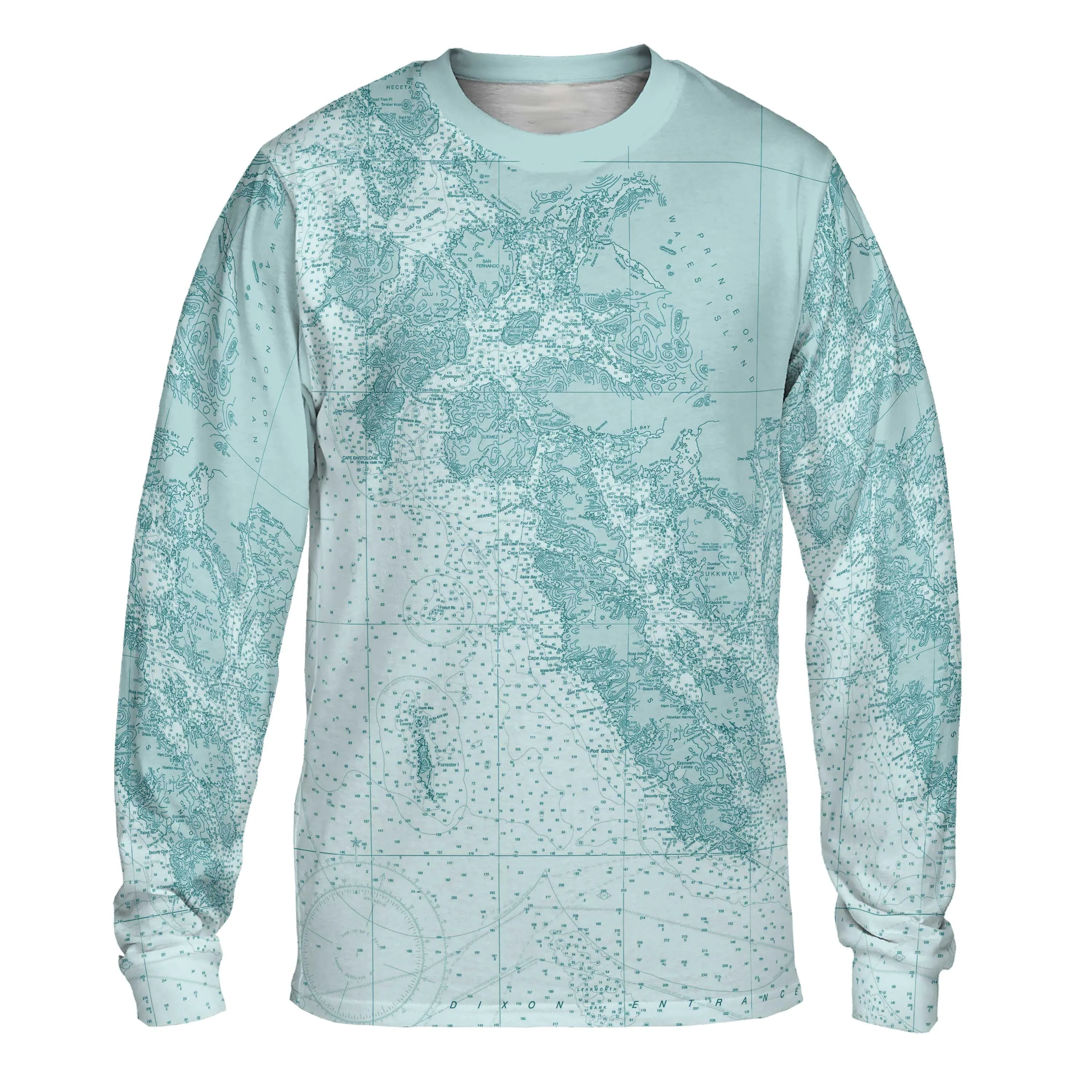 The Gulf of Esquibel to Dixon Entrance Seafoam Green Long Sleeve Tee
