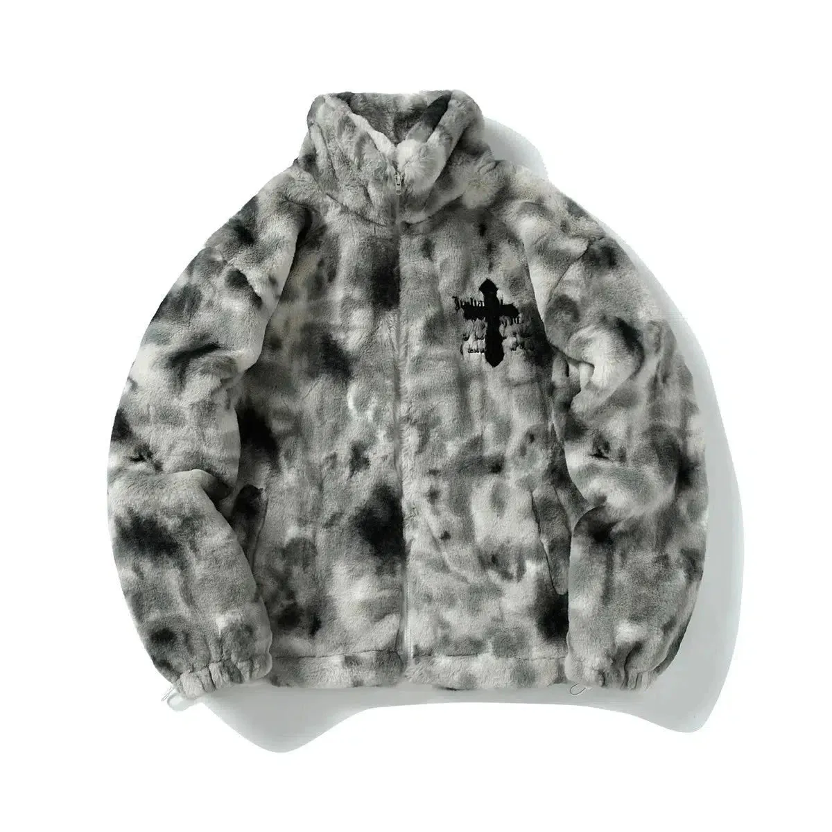 Tie-Dye Furry Quilted Plush Jacket