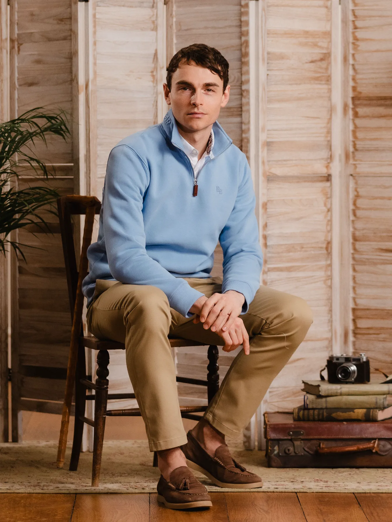 Tuckenhay Unisex Quarter Zip - Cornflower Blue