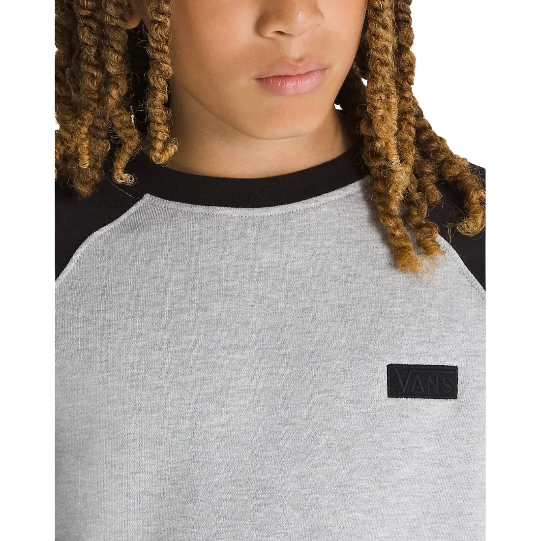 Vans Boys Core Basic Raglan Crew - Black/Cement Heather