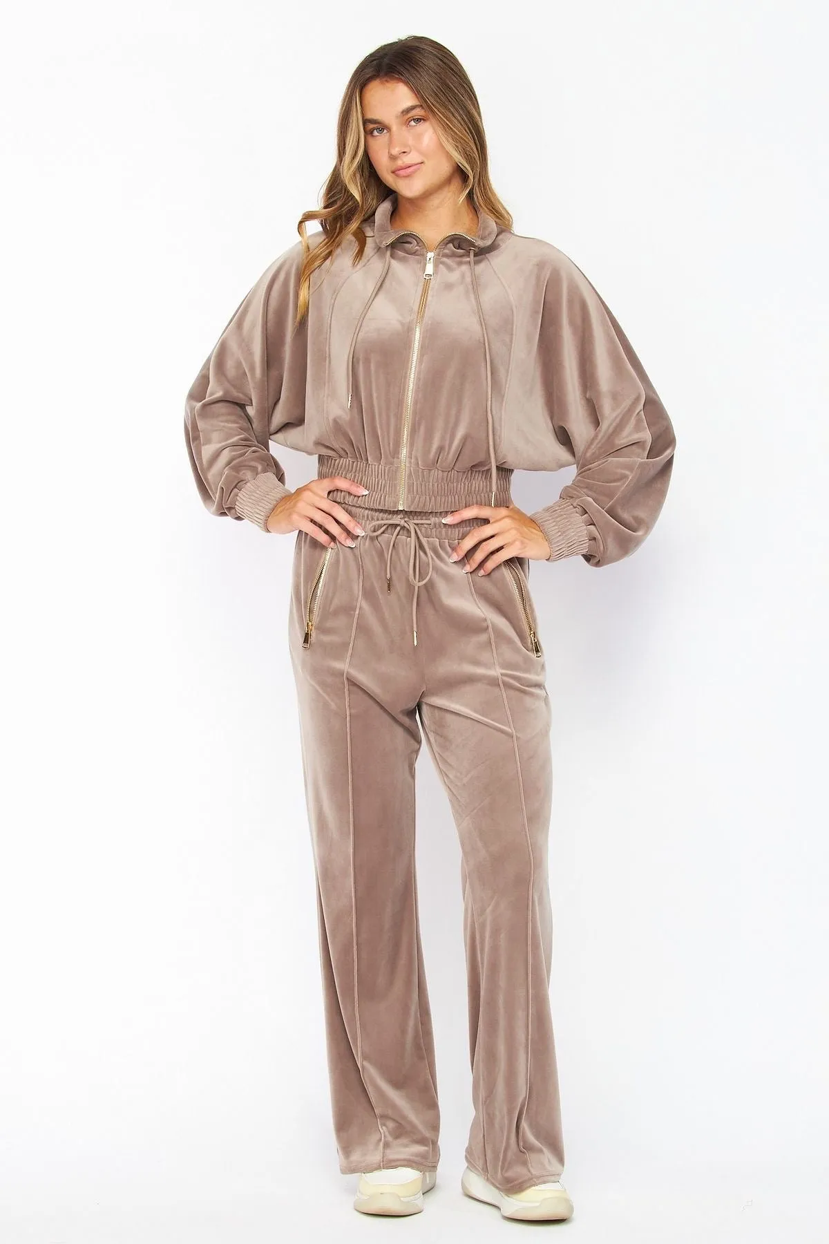Velour Zip Sweatshirt