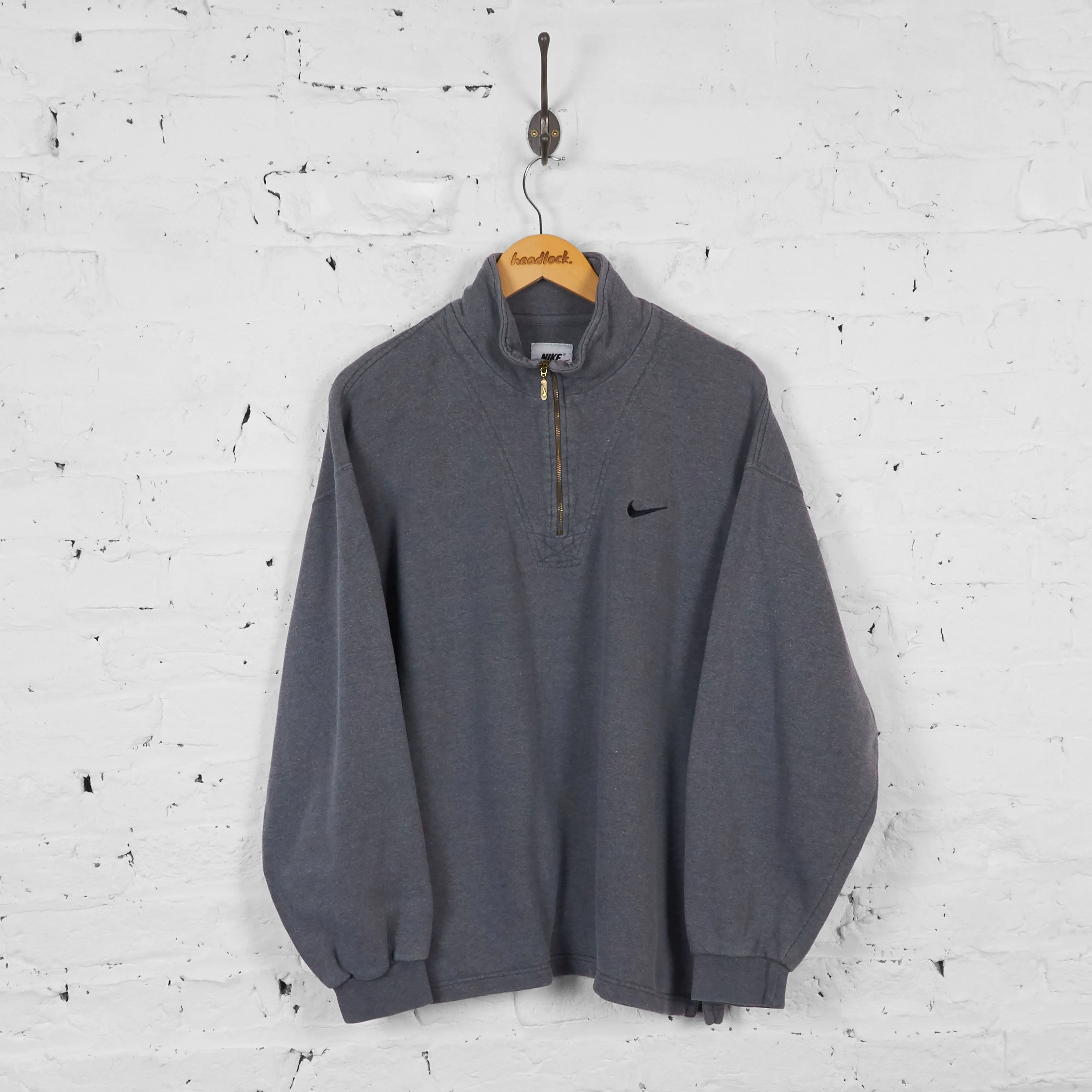 Vintage 1/4 Zip Up Nike Sweatshirt - Grey - L
