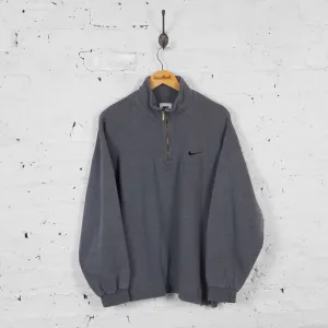 Vintage 1/4 Zip Up Nike Sweatshirt - Grey - L