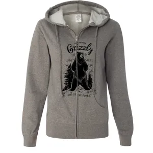 Wild And Free Grizzly Ladies Lightweight Fitted Zip-Up Hoodie