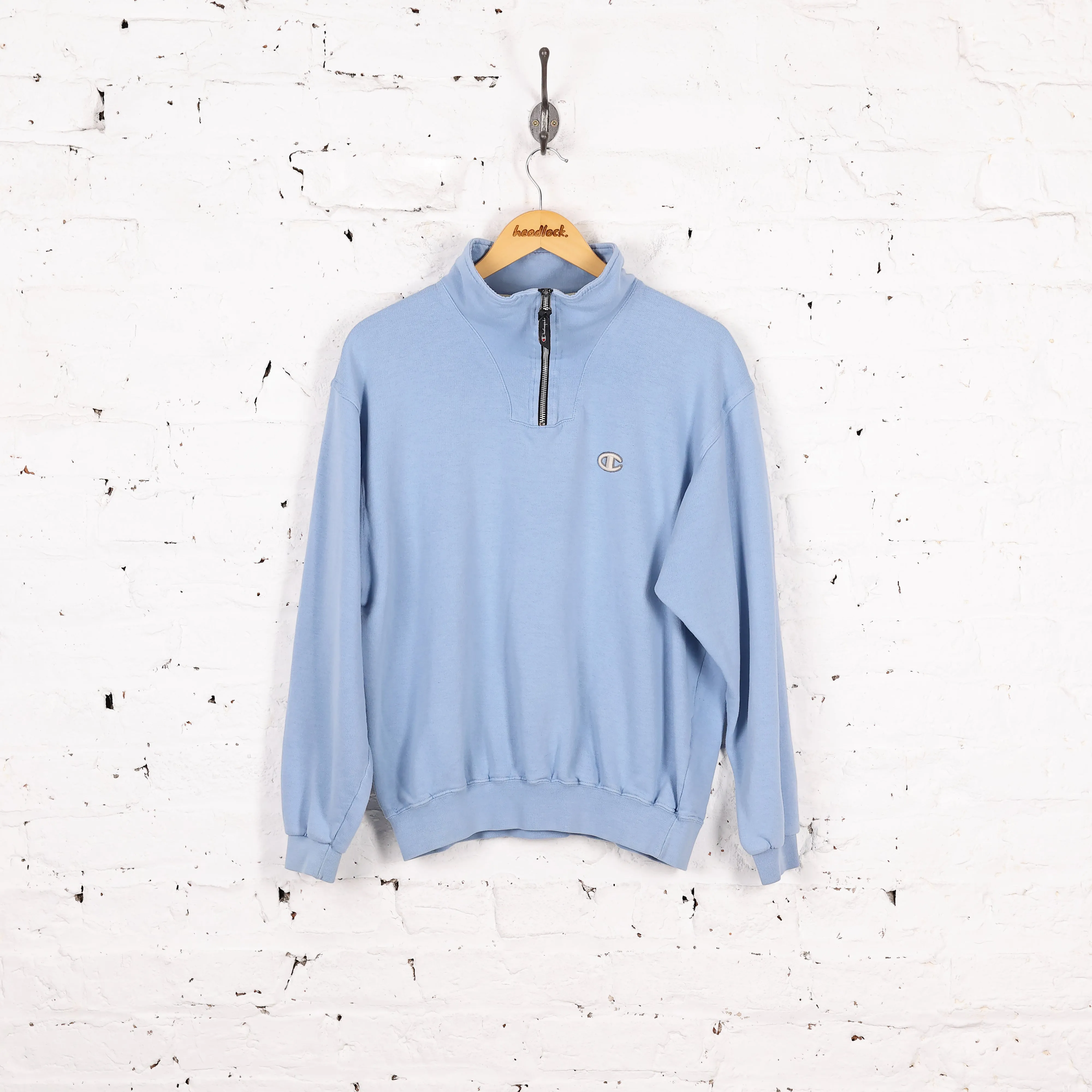 Womens Champion 1/4 Zip Sweatshirt - Blue - Womens L