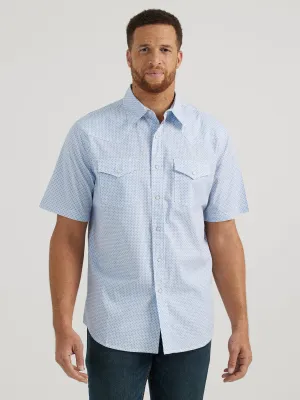 Wrangler Men's Sea Blue 20X Competition Short Sleeve Western Snap Shirt